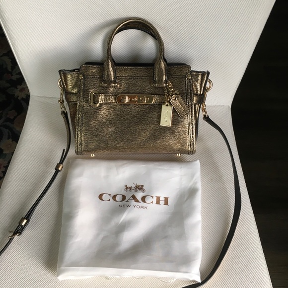 NWT COACH SWAGGER 20 IN METALLIC PEBBLE LEATHER 35990 - Picture 3 of 15